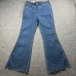 Judy Blue Flare Jeans Womens 11/30 Blue High Rise Raw Hem Stretch Denim NEW